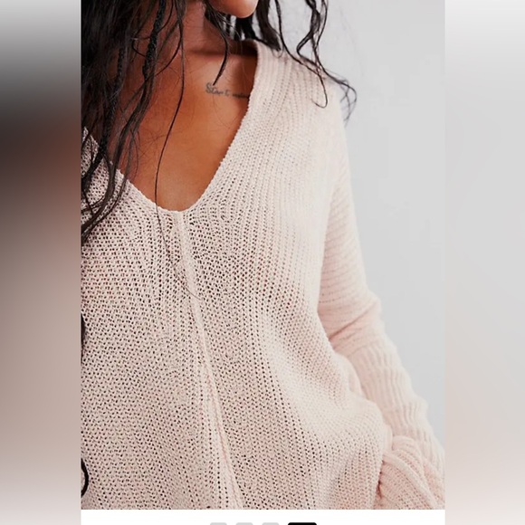 We The Free Jamie Linen V-Neck Sweater - Starfish xs - Picture 4 of 4